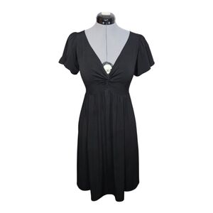 Max Studio Women's SIZE M Y2K Empire Babydoll V-Neck Slinky Cocktail Dress Black